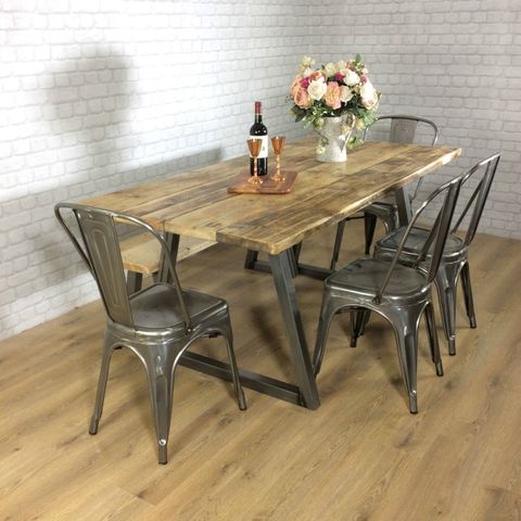 Reclaimed Industrial Dining Table 6 8 Seater Solid Wood Rustic - Etsy ... with regard to The Psychology Behind Choosing Industrial Wooden Dining Tables with Matte Surfaces
